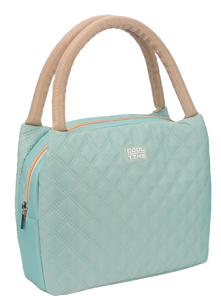 Plain color full diamond stitched insulated cooler lunch bag with padded handle