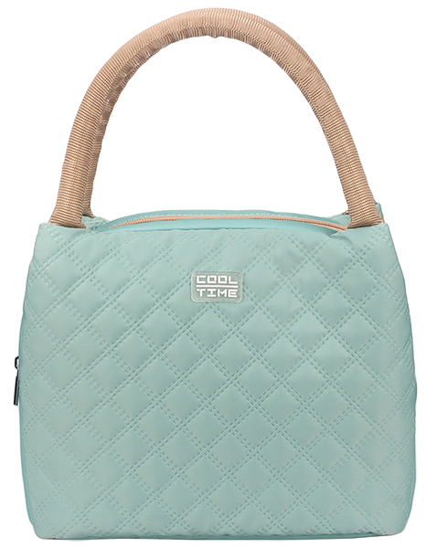 Plain color full diamond stitched insulated cooler lunch bag with padded handle