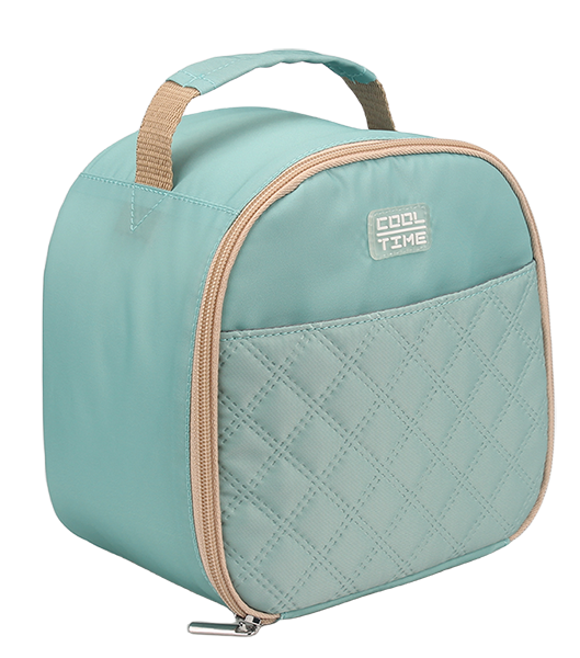 Spliced diamond stitched dome insulated cooler lunch bag with fabric handle