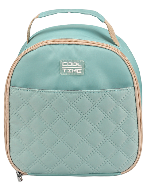 Spliced diamond stitched dome insulated cooler lunch bag with fabric handle