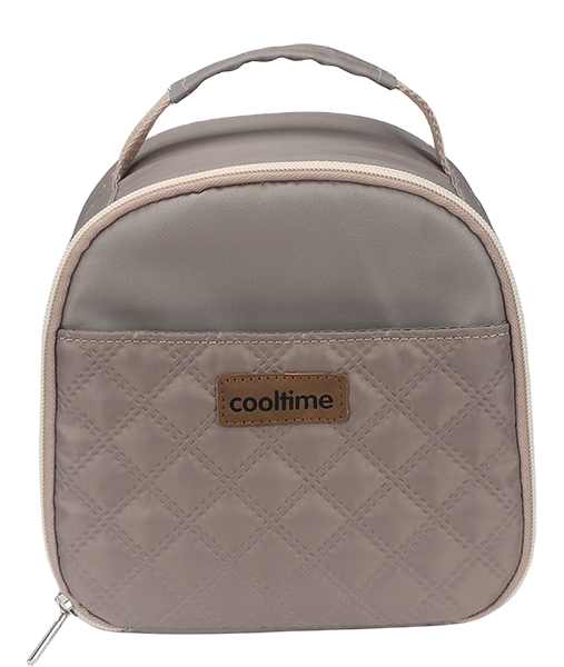 Spliced diamond stitched dome insulated cooler lunch bag with fabric handle