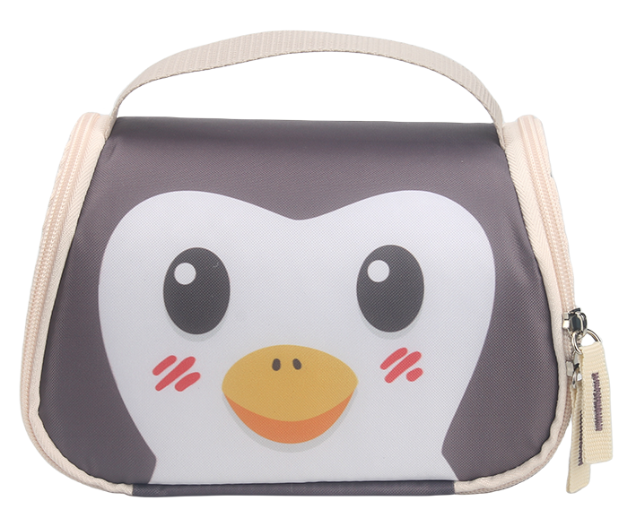 flip cover horizontal insulated cooler lunch bag with brown handle