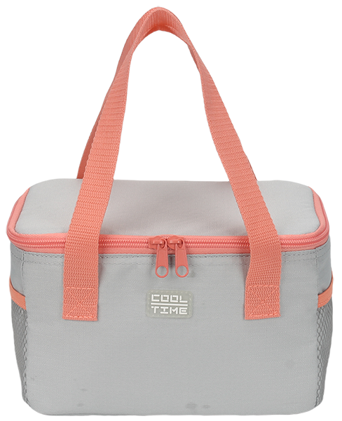 Minimalist plain gray insulated lunch bag embossed with 