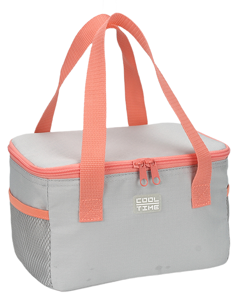 Minimalist plain gray insulated lunch bag embossed with 