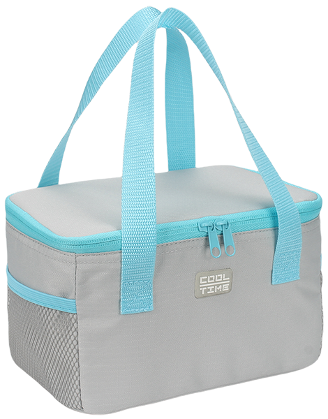 Minimalist plain gray insulated lunch bag embossed with 
