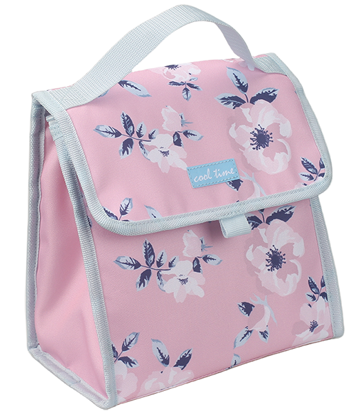  flip top insulated lunch bag for ladies, printed floral & avocado patterns with 