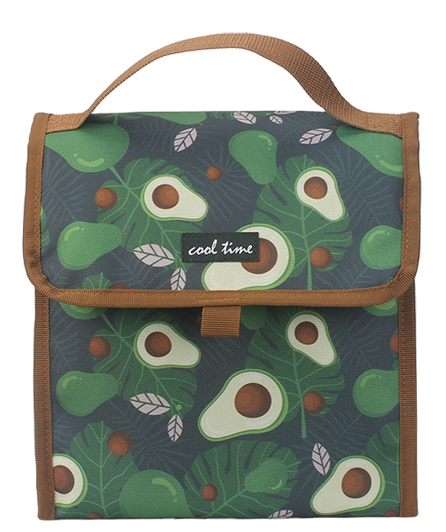 flip top insulated lunch bag for ladies, printed floral & avocado patterns with 