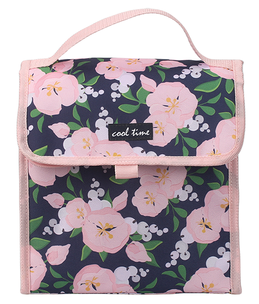 flip top insulated lunch bag for ladies, printed floral & avocado patterns with 