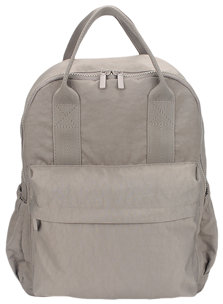 Lightweight  water resistant wrinkled nylon casual backpack with multiple zipper pockets, handheld daily travel school daypack for bulk order custom logo