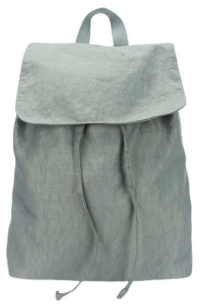 Lightweight water resistant wrinkled nylon drawstring backpack with front flap cover, portable foldable casual school daily travel backpack bulk supply custom logo