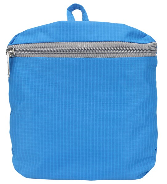 Lightweight water resistant foldable ripstop nylon travel backpack with front buckle closure and dual mesh side pockets, packable outdoor hiking school daypack bulk supply custom logo