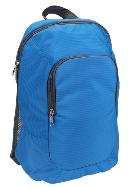 Lightweight water resistant compact foldable ripstop nylon mini backpack with double zipper compartments and breathable mesh shoulder straps, portable outdoor hiking kids school daypack bulk supply custom logo