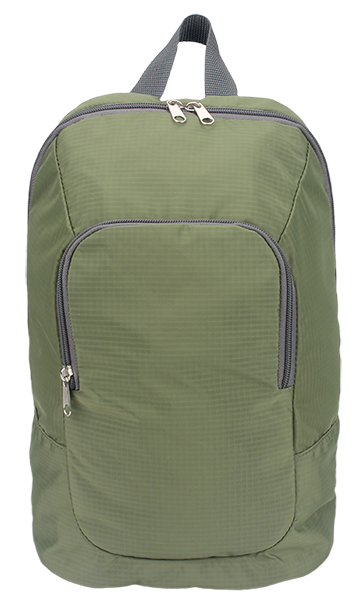 Lightweight water resistant compact foldable ripstop nylon mini backpack with double zipper compartments and breathable mesh shoulder straps, portable outdoor hiking kids school daypack bulk supply custom logo