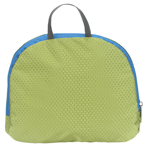 Lightweight water resistant honeycomb hexagon ripstop nylon foldable backpack with front zipper compartment and dual gray mesh side pockets, packable kids school outdoor travel daypack bulk supply custom logo