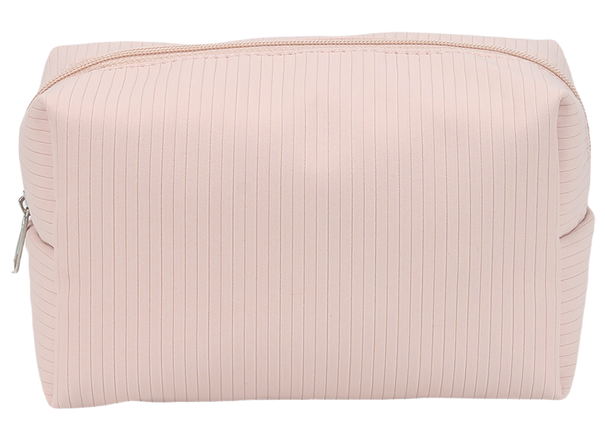 1. Simple ribbed makeup bag with zipper factory supply