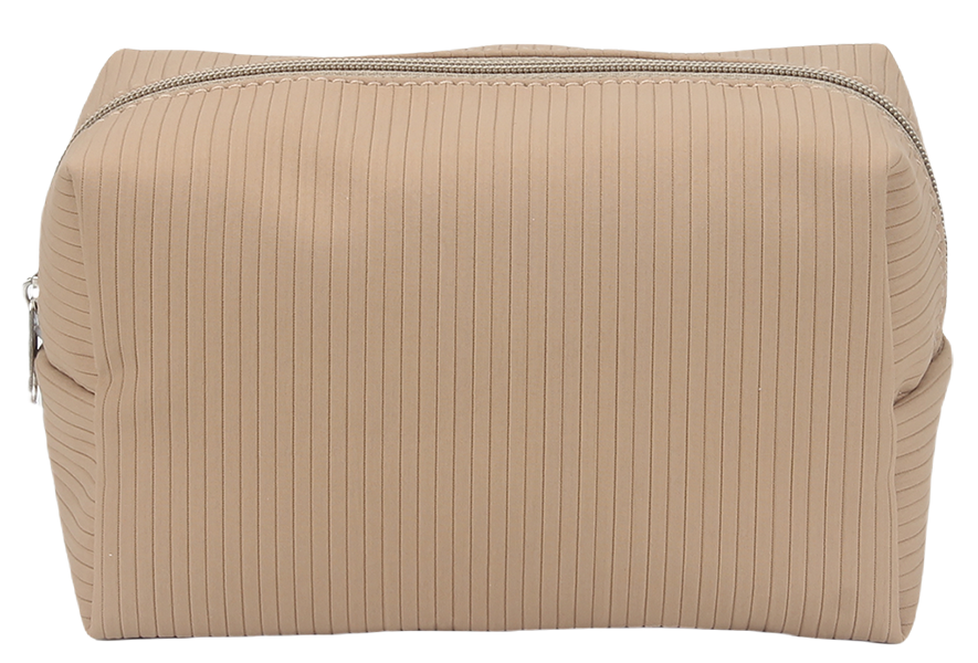 1. Simple ribbed makeup bag with zipper factory supply