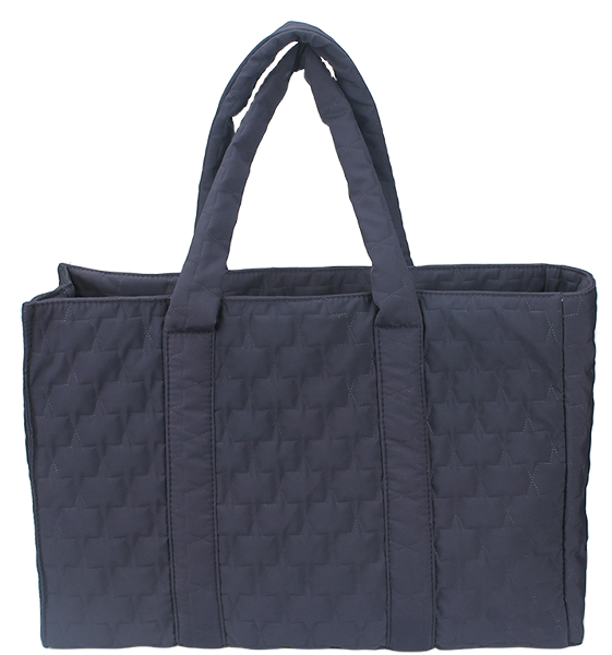 Star quilted padded nylon tote bag with matching double top handles, open top large capacity women daily shoulder handbag for bulk supply