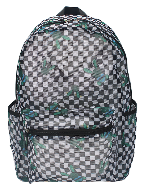 breathable mesh backpack, fabric top handle, front zipper pocket and dual side mesh slip pockets, lightweight student daypack for bulk supply