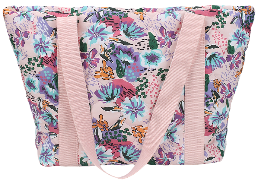 Lightweight multi-purpose quilted shopping tote bag for daily travel storage