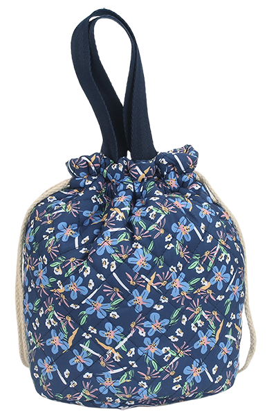 Portable drawstring makeup storage bag with carry handle for travel toiletries