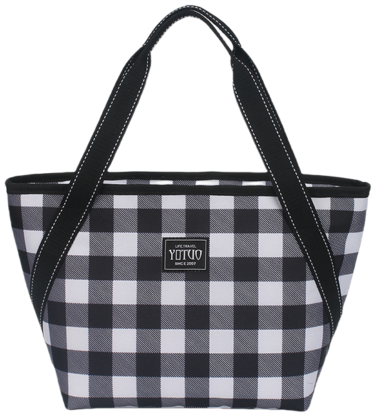 Open top insulated cooler tote bag with double woven hand straps